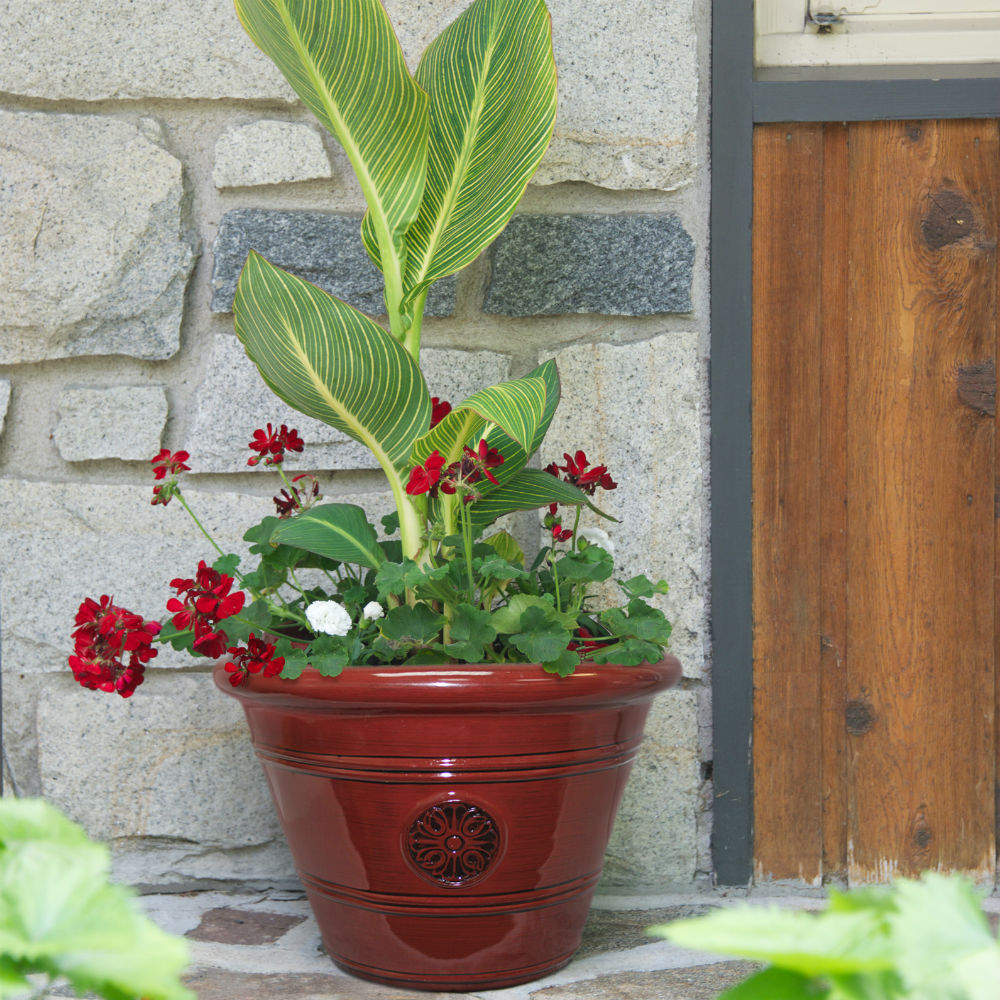 Southern Patio® HDP-012498 Modesto Planter, Oxblood, 15.25"