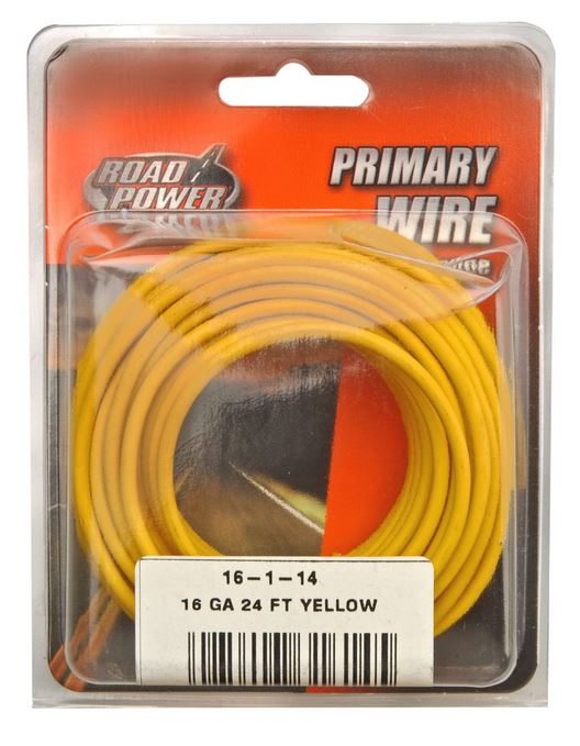 Road Power® 55668333 Automotive Primary Wire, Yellow, 16-Gauge, 24'