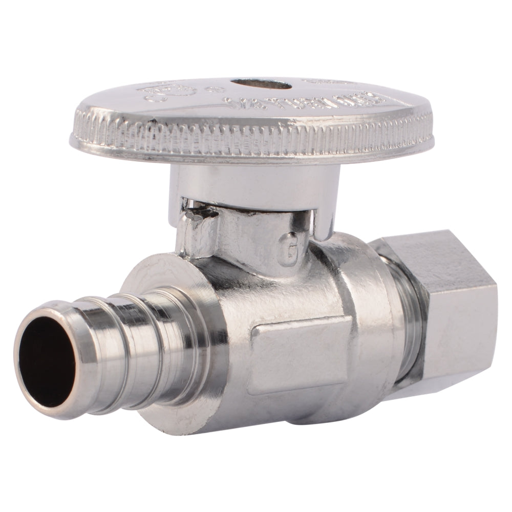 SharkBite® 23057LF Quarter-Turn Straight Stop Valve, Chrome-Plated, 1/2" x 3/8"