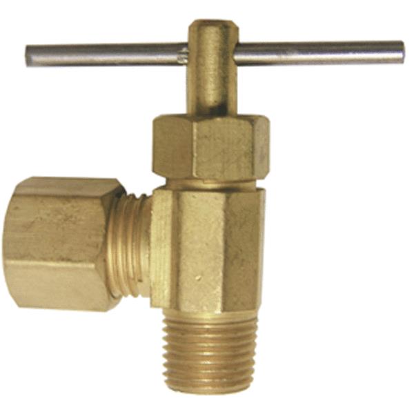 Lasco 17-1109 Brass Angle Needle Valve, 1/4" C x 1/8" MIP