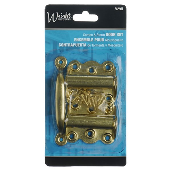 Wright Products™ V29H Wood Screen Door Hardware Set, Brass Plated