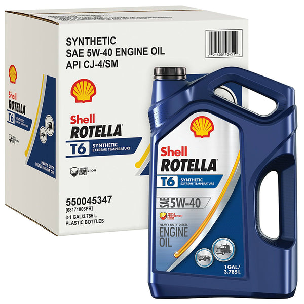 Shell Rotella® 550045347 Energized Protection T6 Diesel Engine Oil, 5W40, 1 Gal