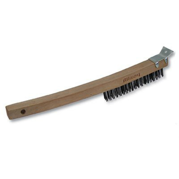 Allway Tools® WBS319 Curved Long Handle Wire Brush with Scraper, 3 x 19 Rows