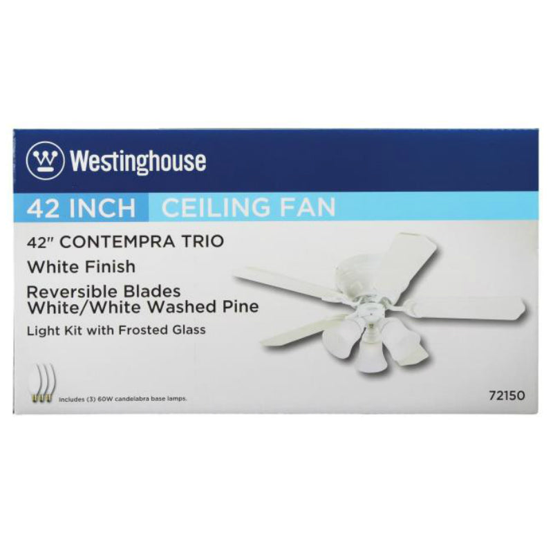 Westinghouse 72150 Contempra Trio Reversible Five-Blade Ceiling Fan, White, 42"