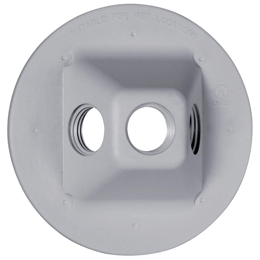 Hubbell Bell® PLV330GY Round Weatherproof Cluster Cover with 3 Outlets, Gray