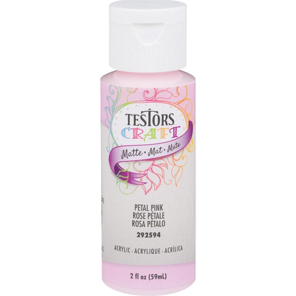 Testors® 292594 Matte Acrylic Craft Paint, Petal Pink, 2 Oz