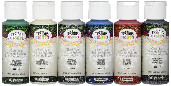 Testors® 297588 Glitter Burst Acrylic Craft Paint Set, 2 Oz, 6-Pack