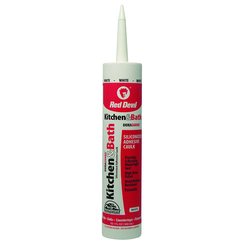 Red Devil® 0406 DuraGuard™ Kitchen/Bath Siliconized Acrylic Caulk, White, 10.1 Oz