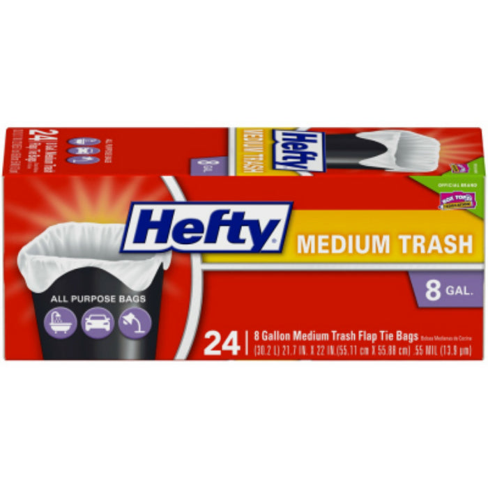 Hefty 4 Gal. Small Trash Flap Tie Bags 30 Ct Box, Plastic Bags