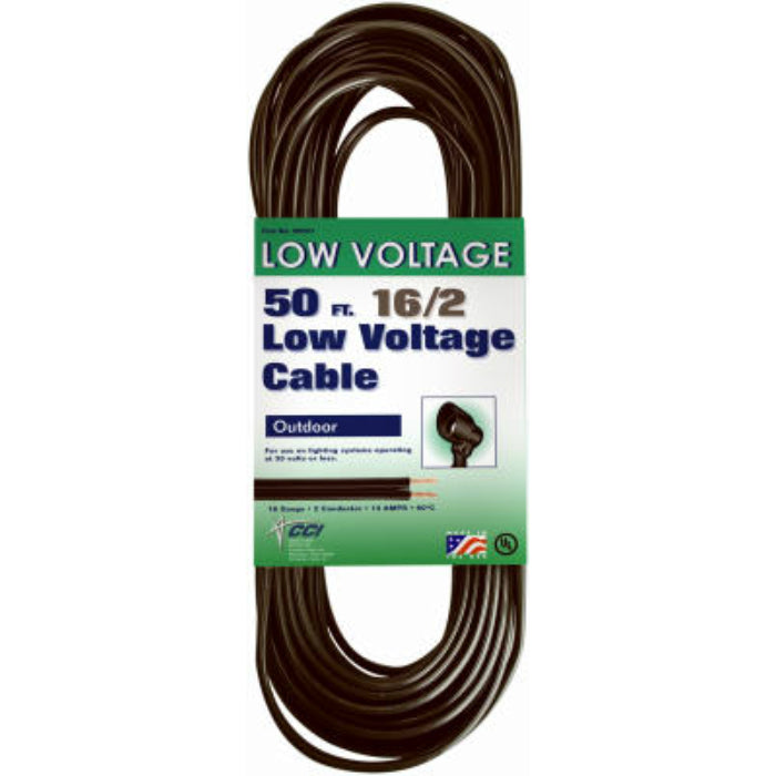 Coleman Cable® 55213142 Low Voltage Circuit Lighting Cable, Black, 16/2, 50'