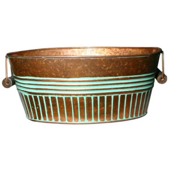 Robert Allen MPT01918 Metal Basin Planter, Vintage Copper, 14"