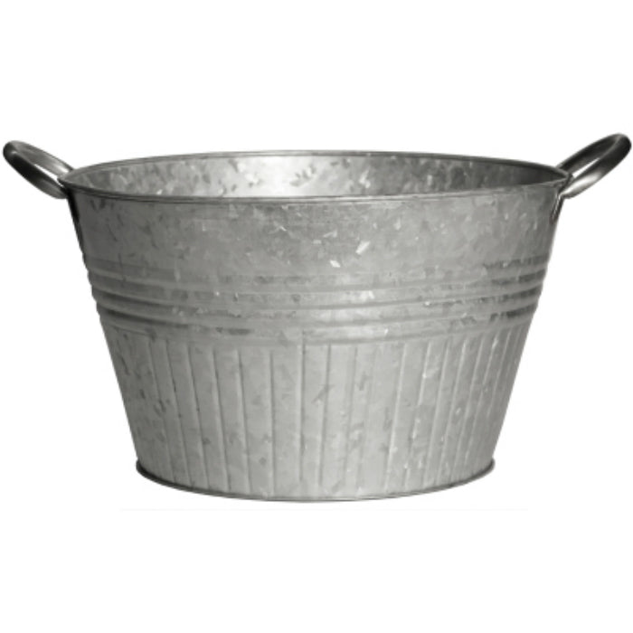 Robert Allen MPT01650 Round Tub Planter with Handles, Galvanized, 16"