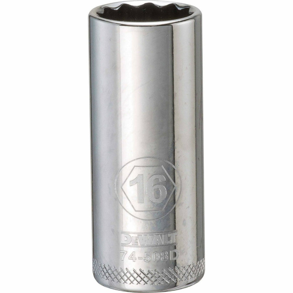 DeWalt® DWMT74508OSP Polished Chrome Vanadium Deep Metric Sockets, 3/8", 16 mm