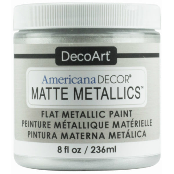 Americana Decor® ADMMT04-36 Matte Metallics™ Craft Paint, Soft Silver, 8 Oz