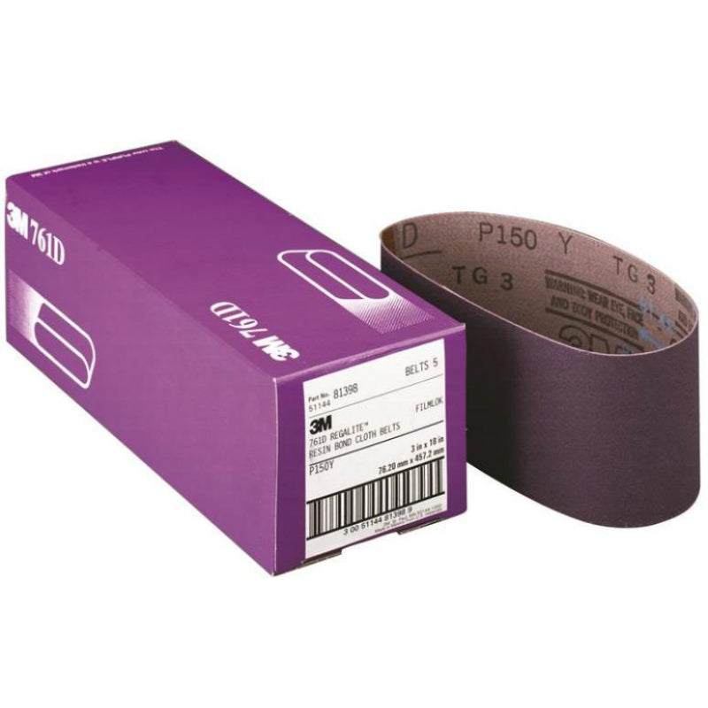 3M 81394 Regalite Resin Bond Power Sanding Belt, P60 Grit, 3" x 18", Purple