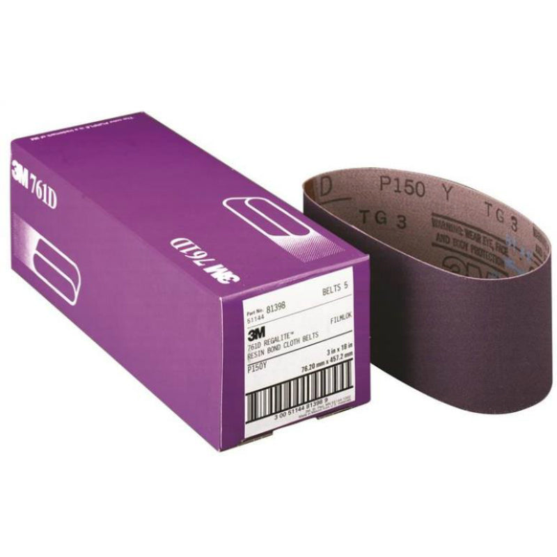 3M 81399 Regalite Resin Bond Power Sanding Belt, P50 Grit, 3" x 21", Purple