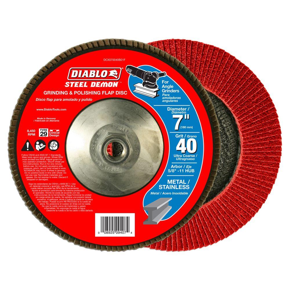 Diablo DCX070040B01F Steel Demon Type-29 Angle Grinder Flap Disc, 40-Grit, 7"