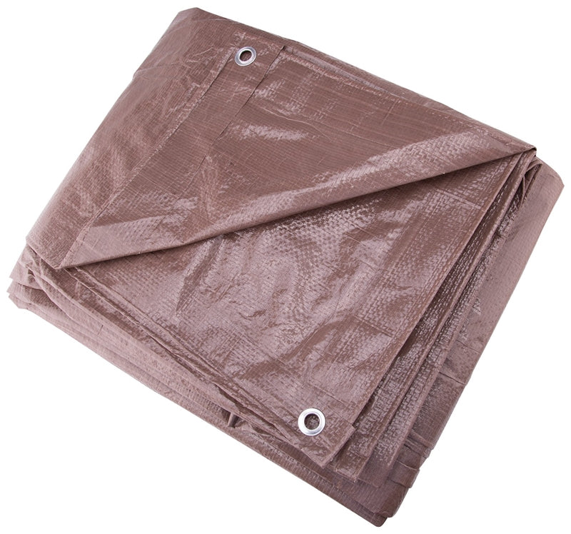 Prosource T1620BB90 Medium Duty Lightweight Poly Tarp, Brown, 16' x 20'