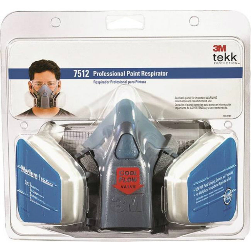 3M 7512PA1-A/R-7512E Tekk Protection Professional Paint Spray Respirator, Medium