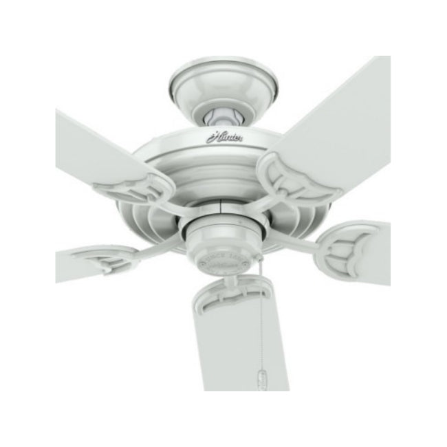 Hunter 53054 Sea Air Outdoor Ceiling Fan with 5-Blades, Stainless Steel, White, 52"