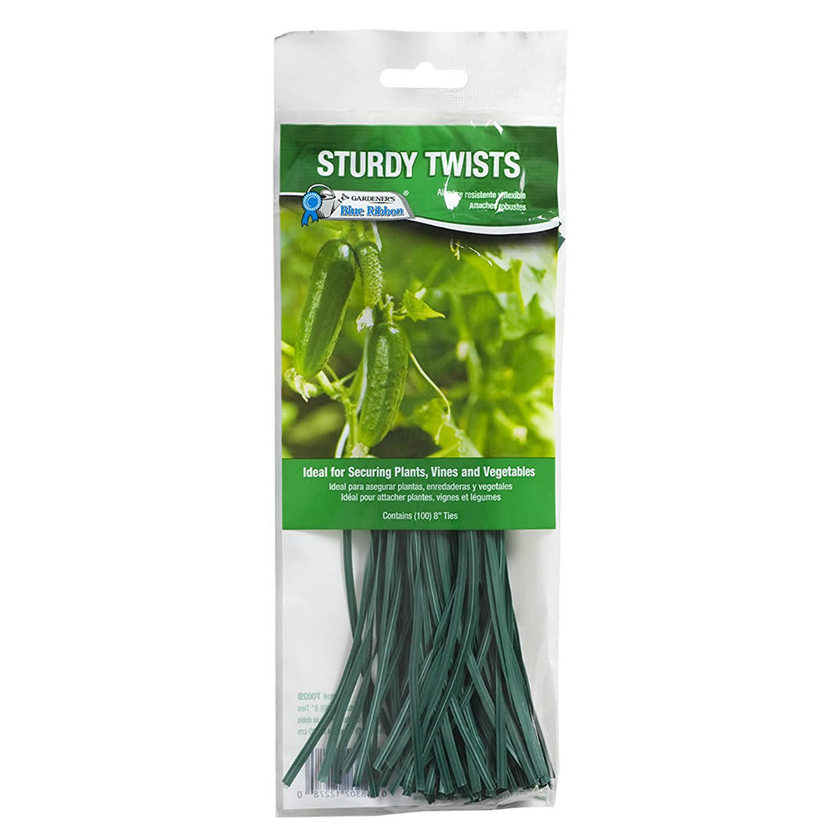 Gardeners Blue Ribbon T002B Sturdy Pre-Cut Plastic Twists, 8", 100 Count