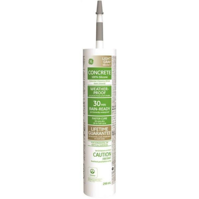 GE® SE2172 Silicone II Non-Paintable Concrete Caulk, Light Gray, 10.1 Oz