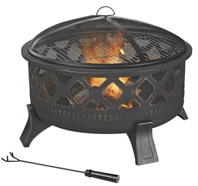 Seasonal Trends KLF-150509 Round Shaped Black Fire Pit, Steel, 32"