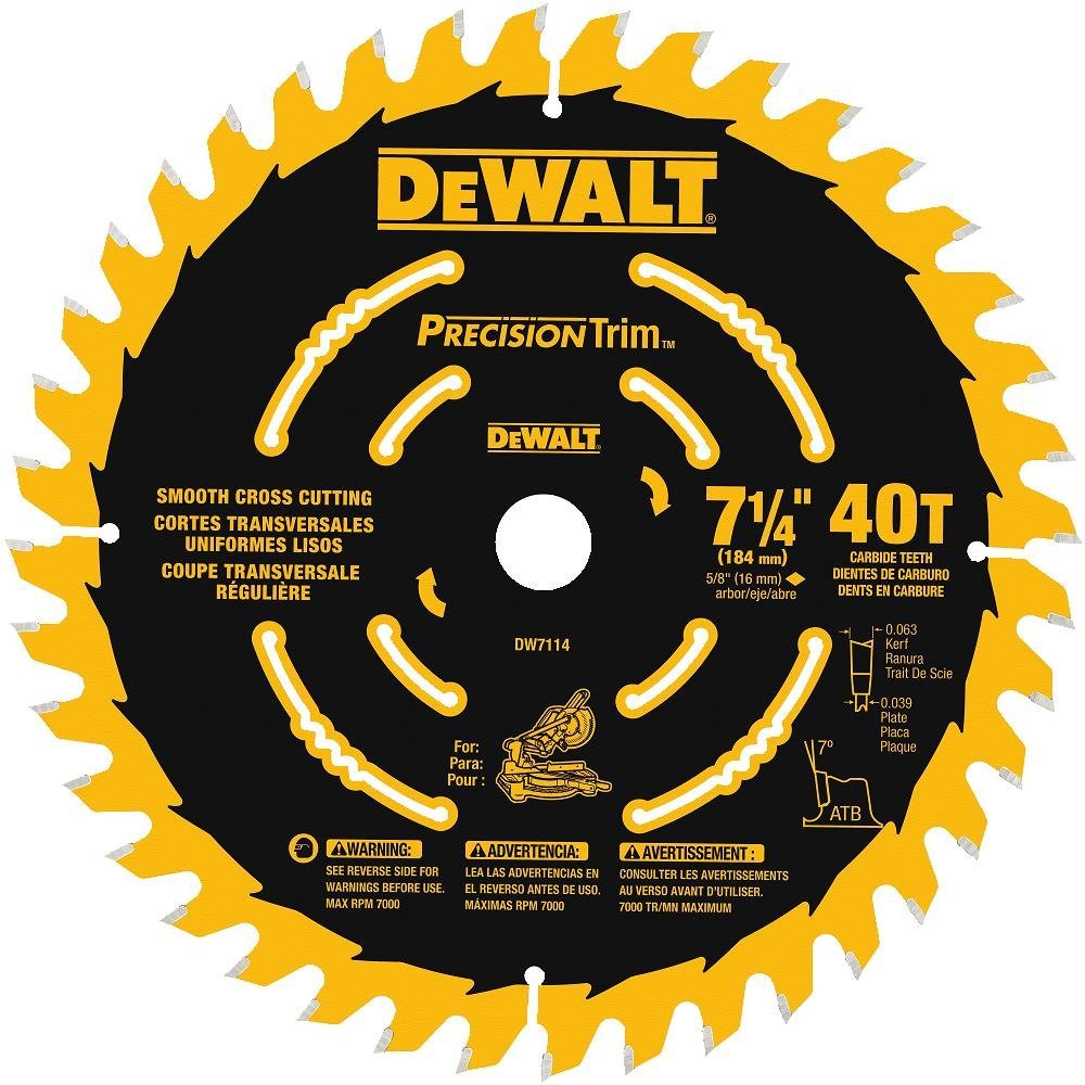 DeWalt DW7114PT Cordless Miter Saw Blade, 40-Teeth, 7-1/4"