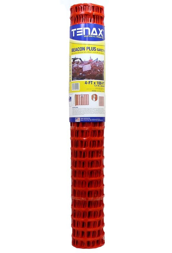 Tenax 89909104 Beacon Plus Warning Barrier/Safety Fence, Orange, 4' x 100'