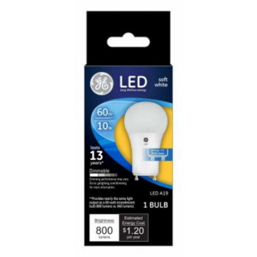 GE Lighting 44775 Dimmable GU24 Base A19 LED Bulb, Soft White, 10W, 800 Lum