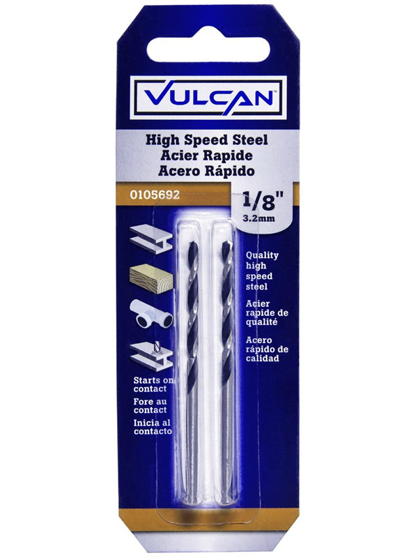 Vulcan 230511OR Straight Shank Jobber Length Drill, High Speed Steel, 1/8 Inch x 2-3/4 Inch