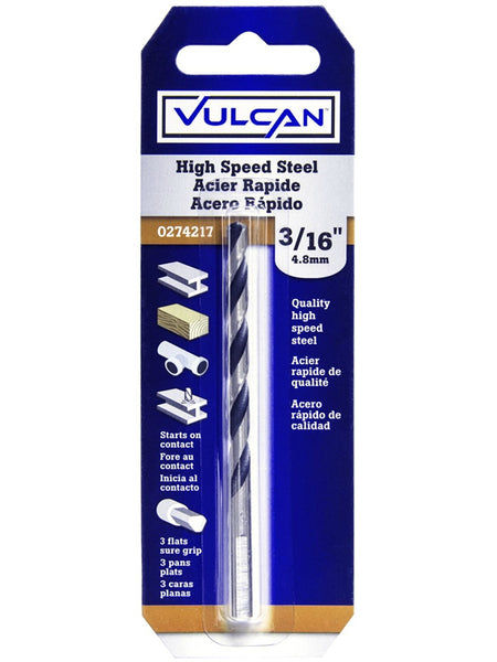 Vulcan 231081OR Straight Shank Drill Bit, High Speed Steel, 3/16 Inch  x 3-1/2 Inch