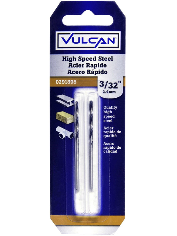 Vulcan 230351OR Straight Shank Jobber Length Drill, High Speed Steel, 3/32" x 2-1/4"