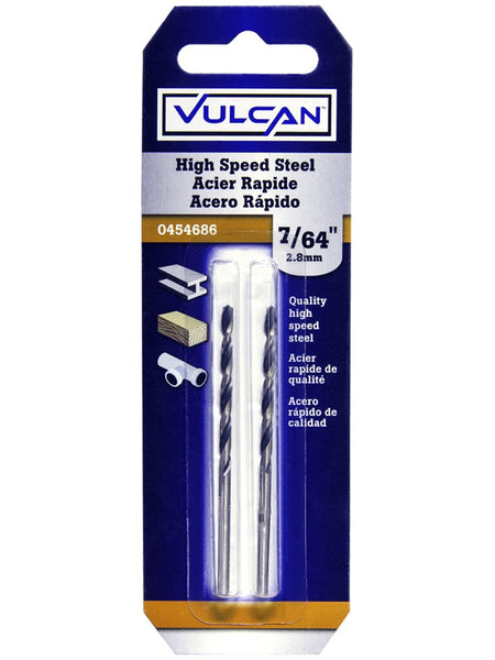 Vulcan 230431OR Straight Shank Jobber Length Drill, High Speed Steel, 7/64" x 2-5/8"