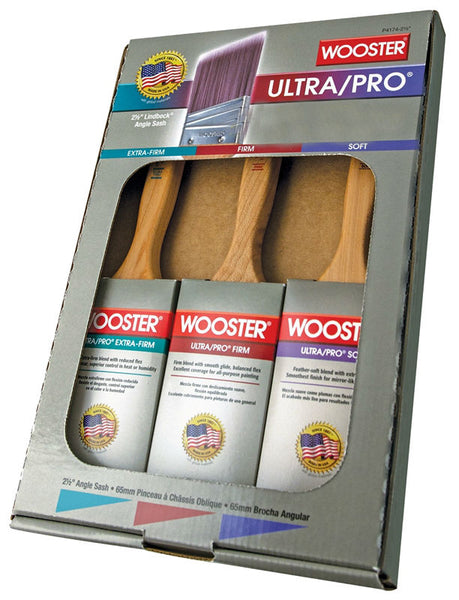 Wooster P4174-2-1/2 Ultra/Pro Lindbeck Angle Sash Paintbrush Set 2-1/2", 3-Piece