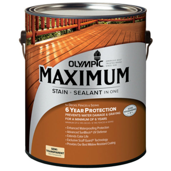 Olympic 79551A/01 Maximum Semi-Transparent Stain & Sealant, Cedar, 1 Gallon