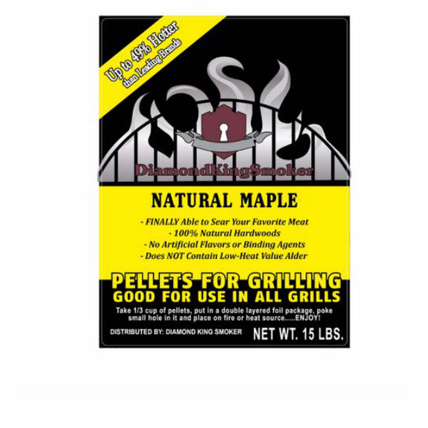 Diamond King Smoker PURE-SUGAR-MAPLE-BBQ-PELL Pure Sugar Maple BBQ Pellets, 15 Lb