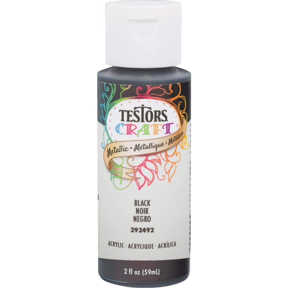 Testors 292492 Metallic Craft Acrylic Paint, Black, 2 Oz