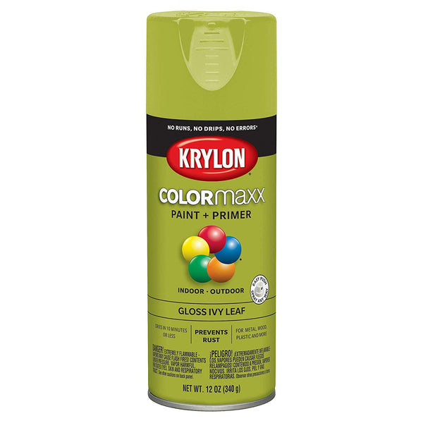 Krylon K05525007 COLORmaxx Paint & Primer Spray, Gloss Ivy Leaf, 12 Oz