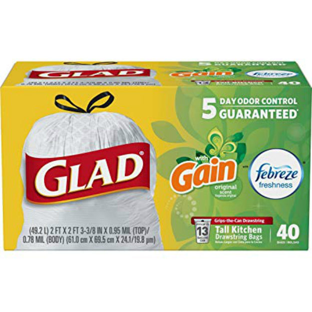 Glad ForceFlex Plus Drawstring Trash Bags - Lemon Fresh Bleach - 13 Gallon - 90ct