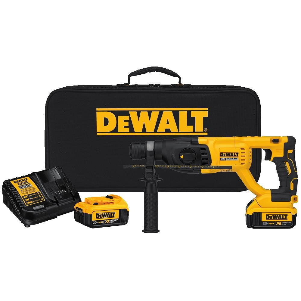 DeWalt DCH133M2 XR Brushless 1" D-Handle Rotary Hammer, 20V Max