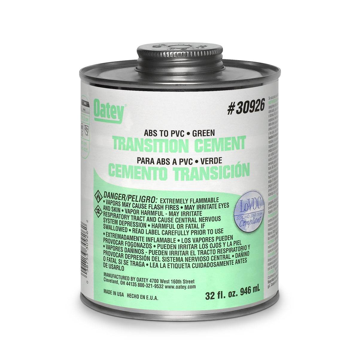 Oatey 30926 ABS To PVC Transition Solvent Cement, 32 Oz, Green