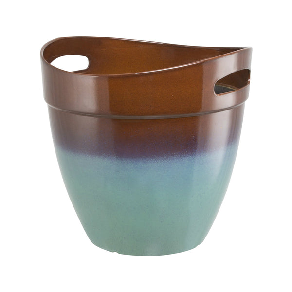 Landscapers Select PT-S039 Resin Planter with Handle Teal, 12 Inch