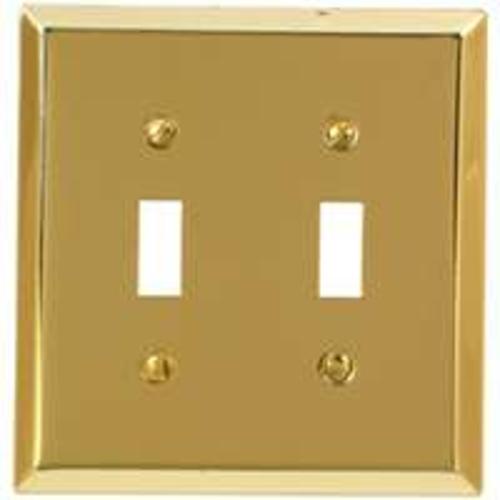 Amertac 163TTBR Traditional 2 Toggle Wallplate, Polished Brass