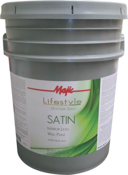 Majic Lifestyle 8-1824 Satin Interior Latex Wall Paint, Neutral Base