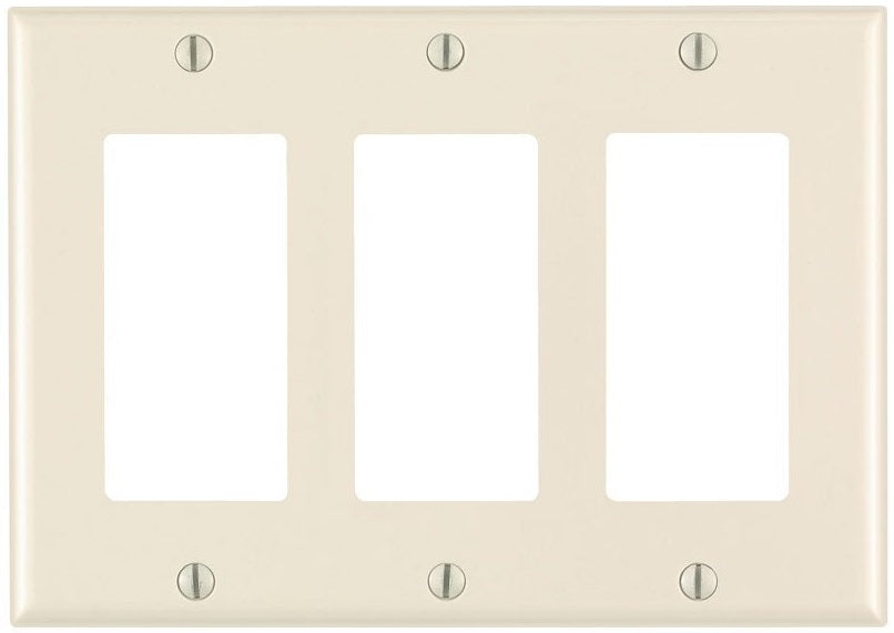 Leviton 80411-00T Decora Rocker/GFCI Wall Plate, 3 Gang, Light Almond