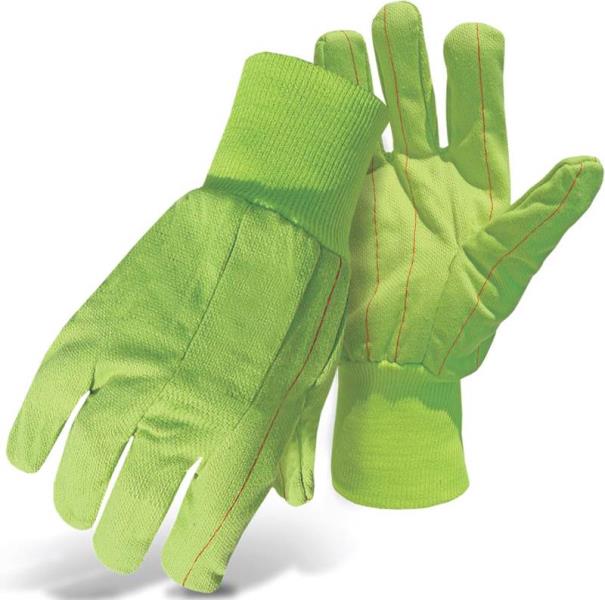 Boss 30PCN 2-Ply Poly/Cotton Gloves, Fluorescent Green