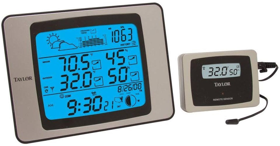 Digital LCD Wireless Weather Station Clock Indoor Outdoor Thermometer  Humidity