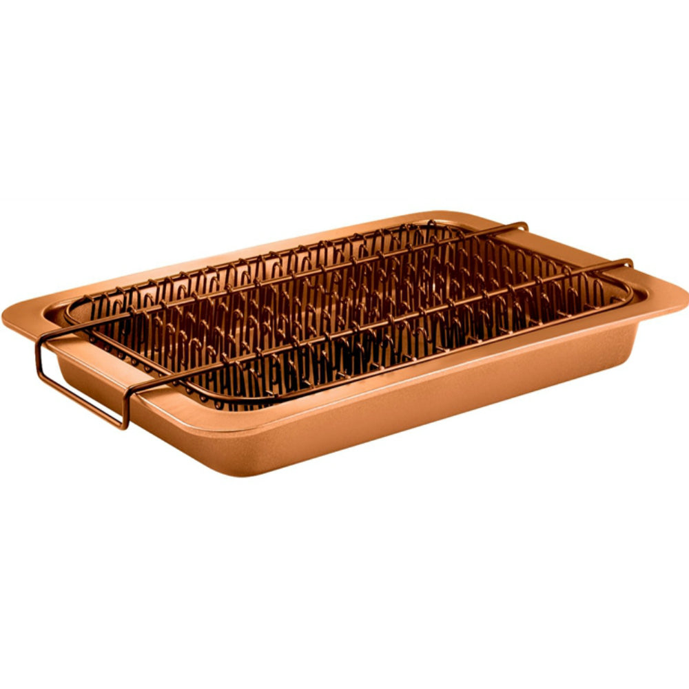 Gotham Steel 1763 Oven Healthier Bacon Drip Rack Tray with Pan, Copper