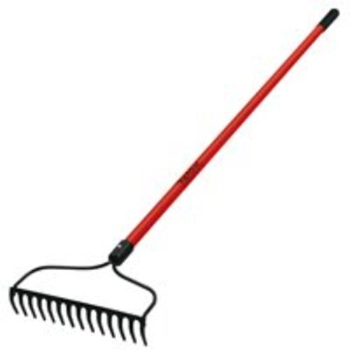 Toolbasix 33299 Welded Bow Rake Fiberglass Handle, 54", 14 Tines